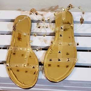 Gold studded gladiator sandals size 10